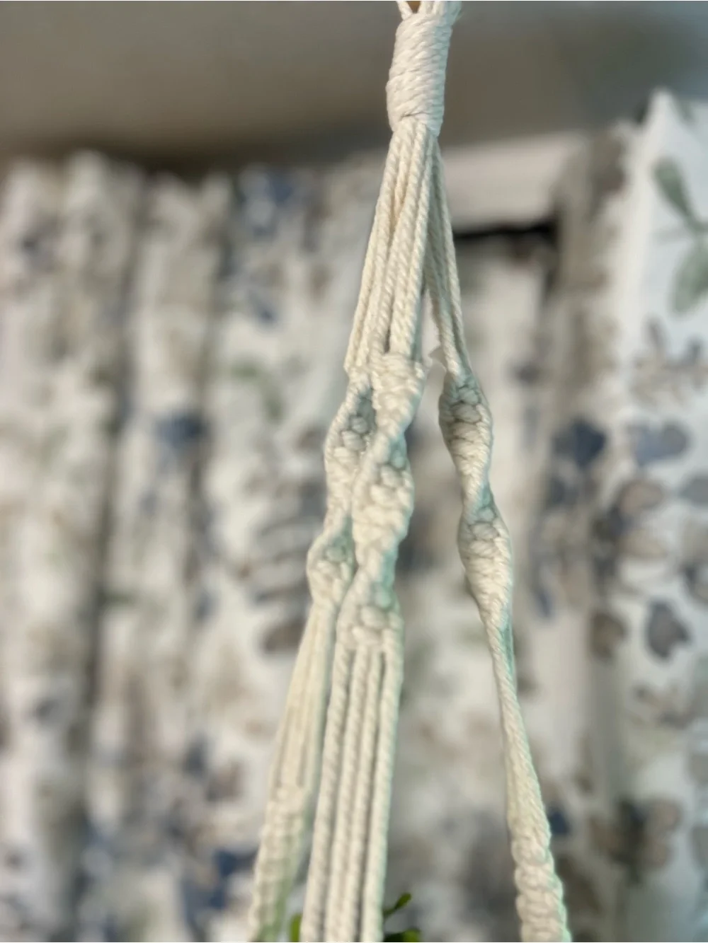 Hanging Macramé Plant Shelf with Wooden Base